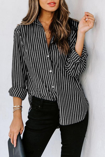 Black and white button up collared shirt