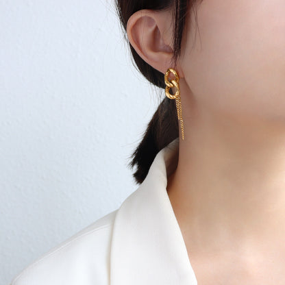 Double Chain Gold Earrings