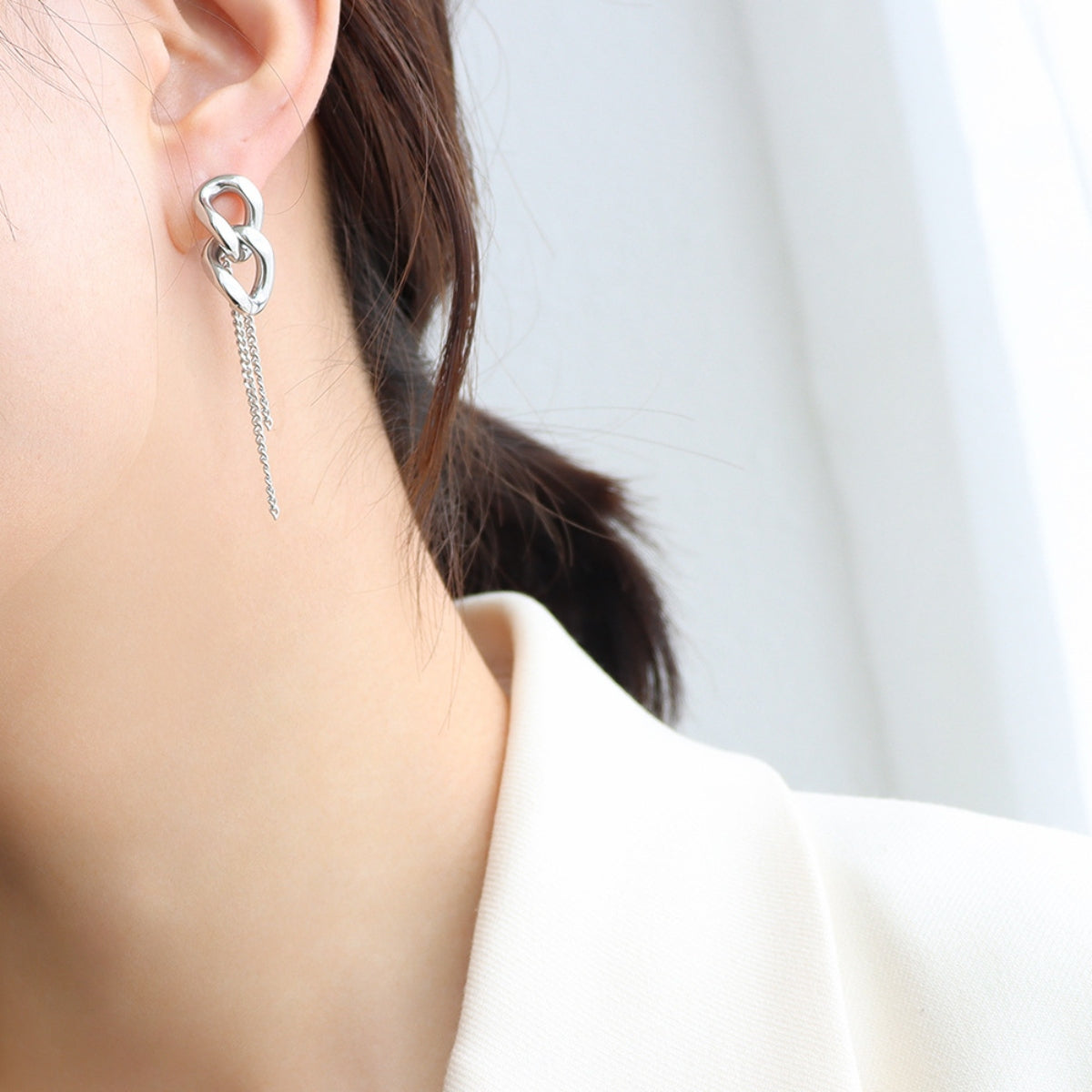 Double Chain Silver Earrings