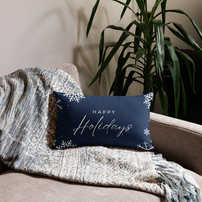 Front of 20x12 Happy Holidays Pillow case