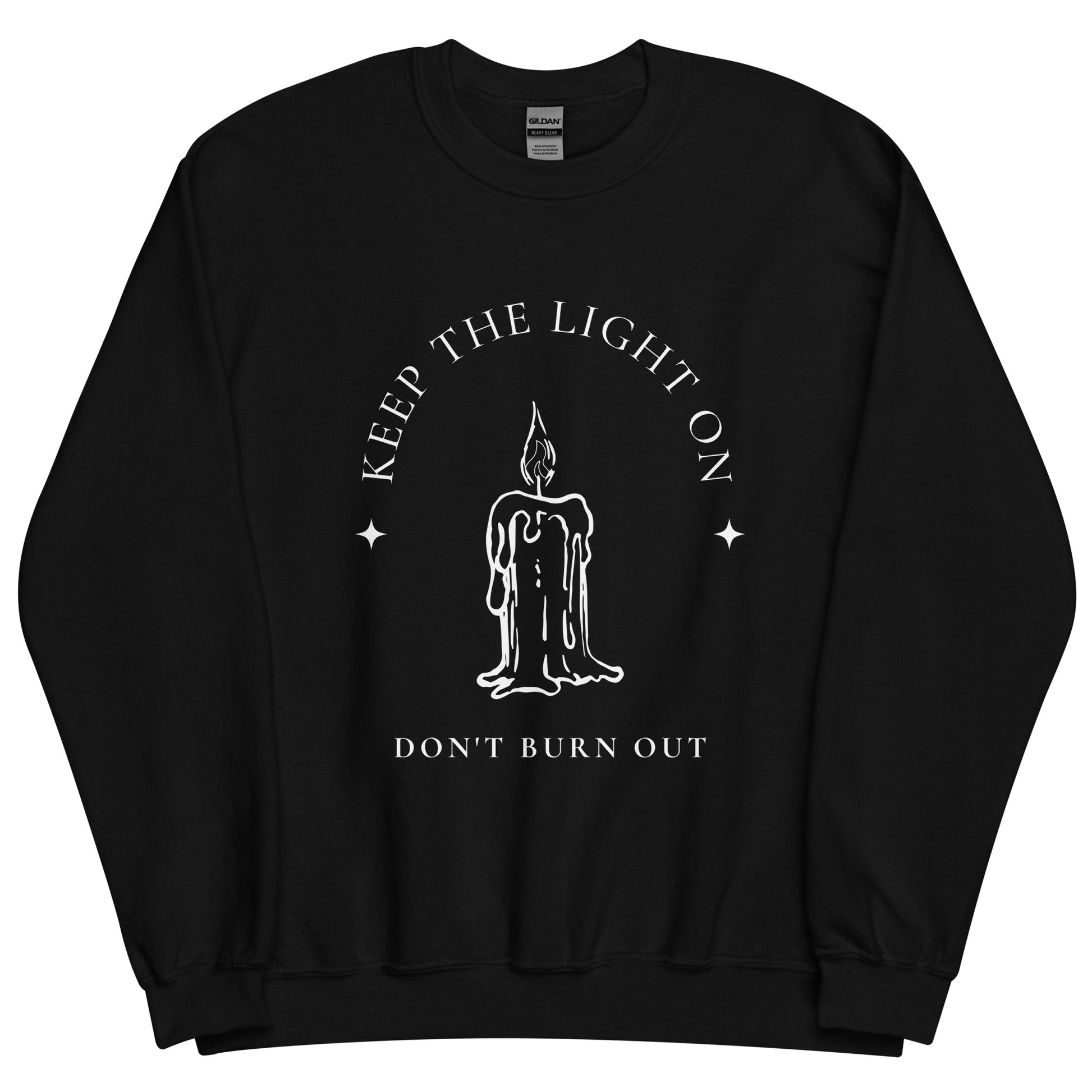 keep the light on black crew neck sweater