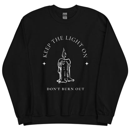 keep the light on black crew neck sweater