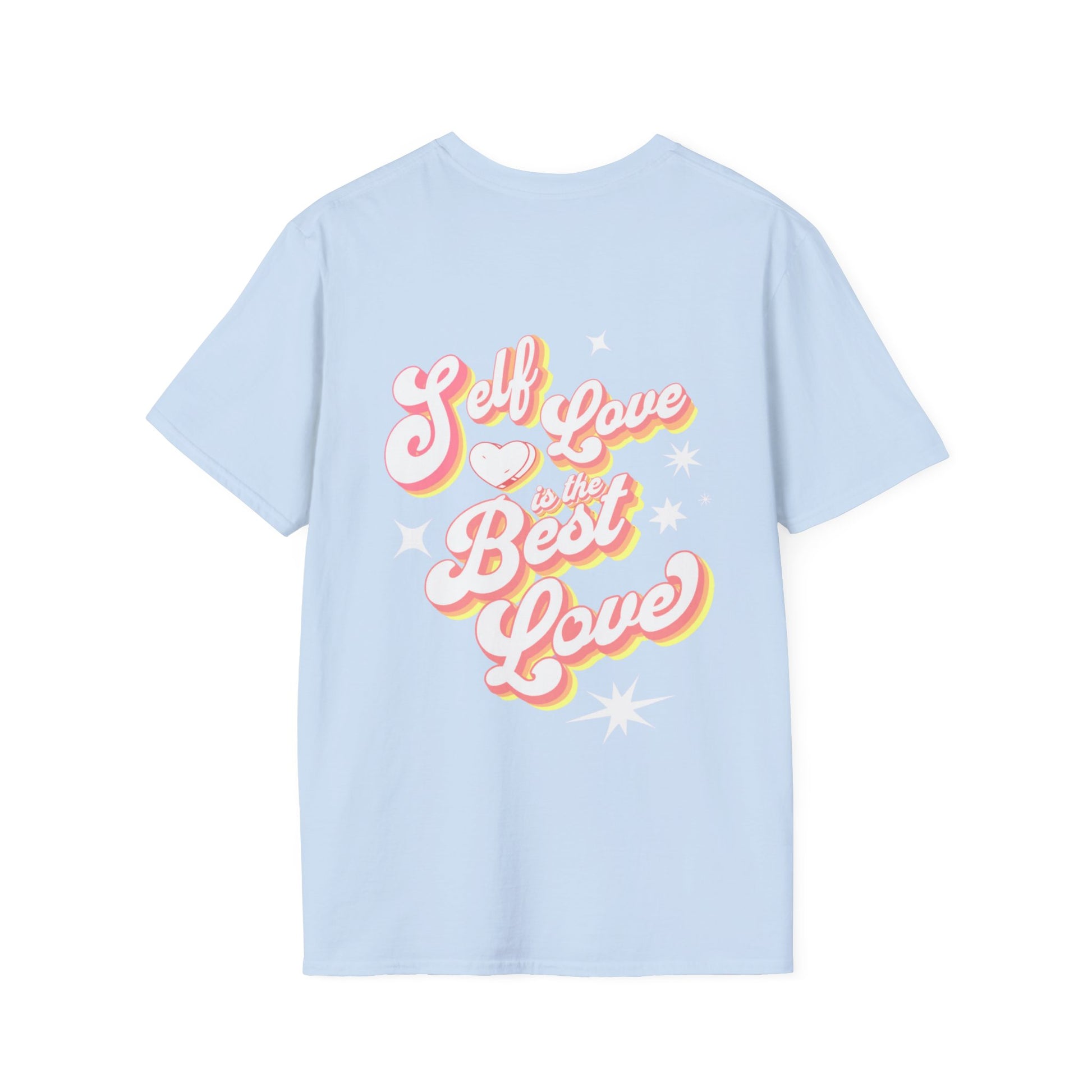 Self Love is the Best Love graphic tee in sky blue